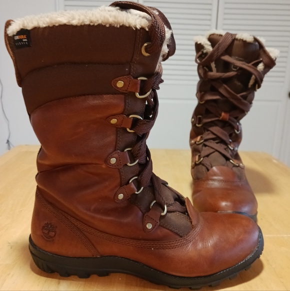 Timberland Shoes - Timberland Women's Mount Hope Tan and Brown Winter Boots 9.5 Lined